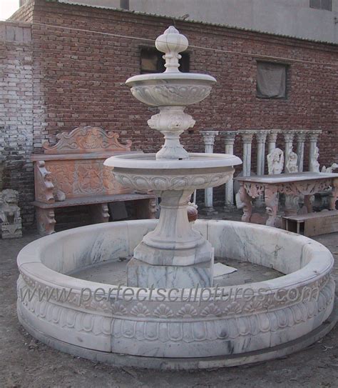 2 Two Tier Carved Stone Marble Carving Water Fountain For Garden