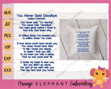 Memory Poem You Never Said Goodbye X Hoop Only Machine Etsy