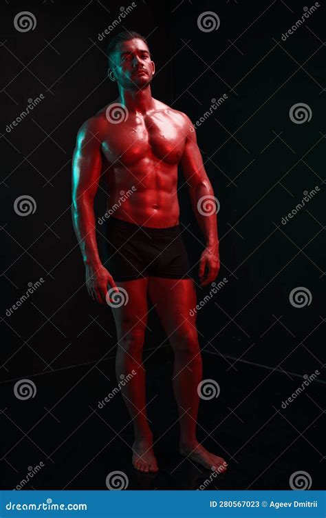 Man Bodybuilder Posing Muscles With Nude Fitness Torso Isolated On