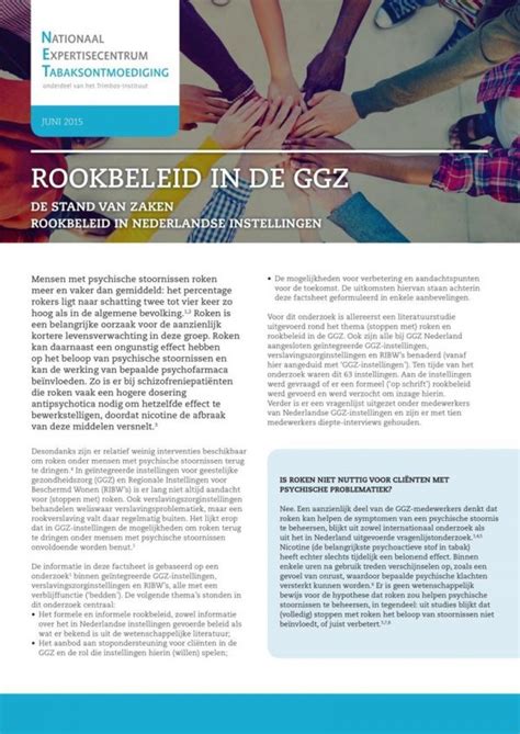 Factsheet Rookbeleid In De GGZ Trimbos Instituut