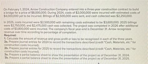 Solved On February 1 2024 Arrow Construction Company Chegg