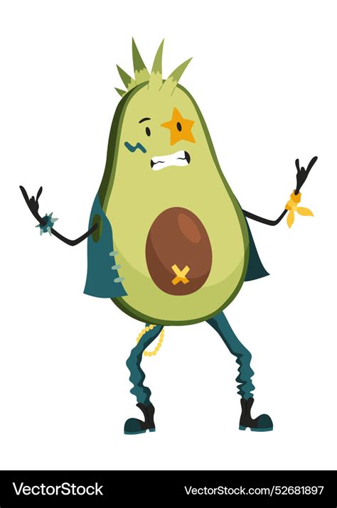 Avocado Character With Happy Emotions Cheerful Vector Image