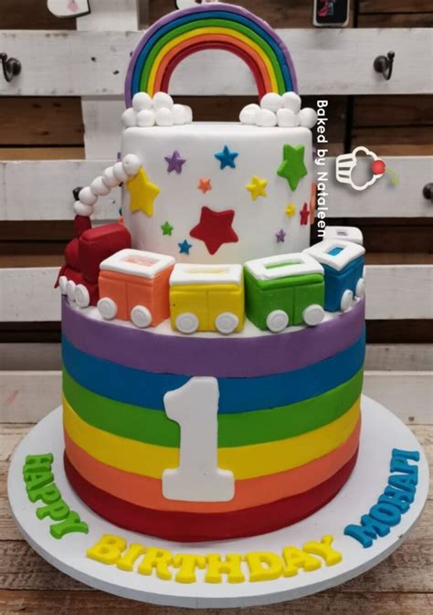 Rainbow Tier First Birthday Cake Baked By Nataleen