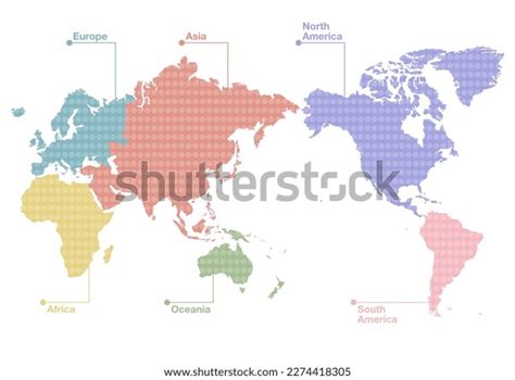 World Map Six Continents Earth Dot Stock Vector (Royalty Free ...