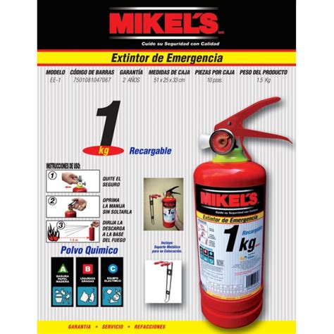 Extintor De Incendios Recargable Rojo 1 Kg Mikels Ee 1 11 154105