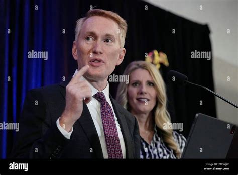 United States Sen James Lankford Gives His Victory Speech With His Wife Cindy Lankford At His