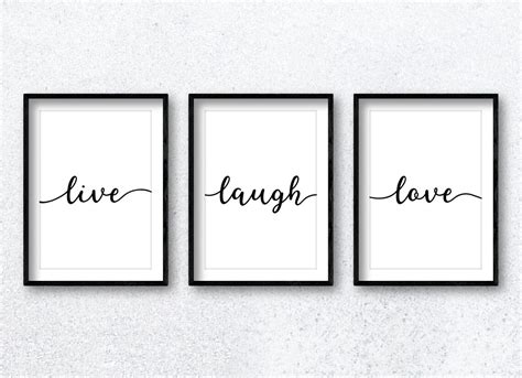 Live Laugh Love Quote Wall Art Print Poster Set X3 Etsy