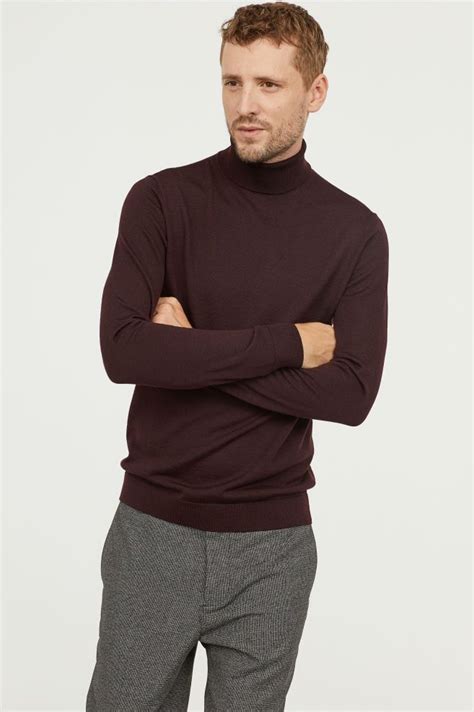 Burgundy Turtleneck Sweater Mens Sign Memoir Fonction