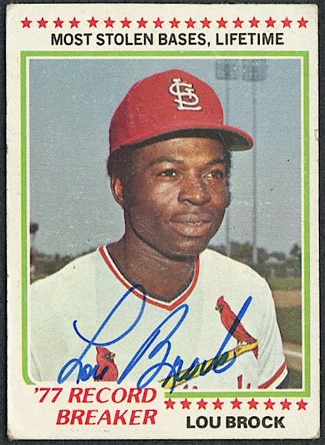 Lou Brock Signed 1978 Topps 1 Baseball Card PA COA Pristine Auction