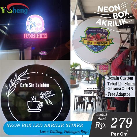 Jual Neonbox Bulat Kotak Sisi Sisi Neon Box Akrilik Custom