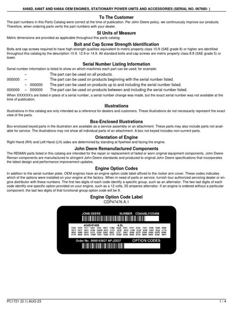 6466d T A S N 067685 Oem Engines And Accessories Introduction Pdf Screw International