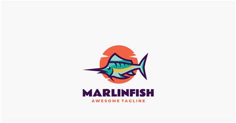 Marlin Fish Simple Mascot Logo 382280 Templatemonster