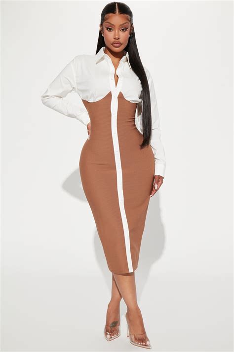 Plus Size Lets Get Serious Midi Shirt Dress In White Size 2x