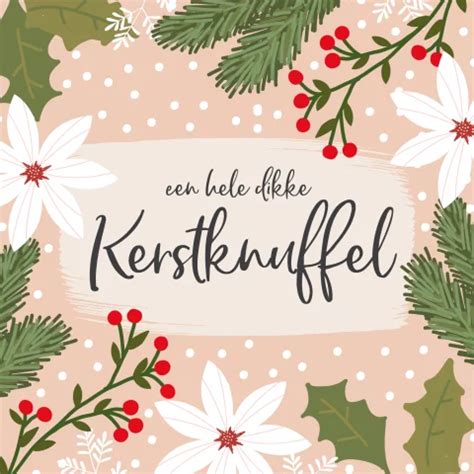 Kerstkaart Met Dennentakken Kerstbloemen En Hulst