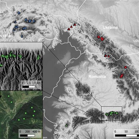 Study Map Of The Carpathian Mountains Covering Central And Eastern