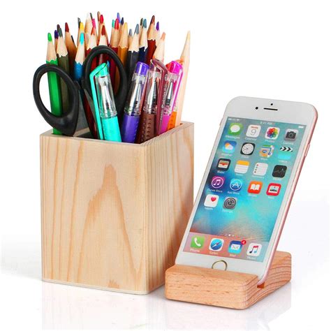 Buy Pen Pencil Holder and Phone Stand, Bamboo Wood Phone Stand,Bamboo ...