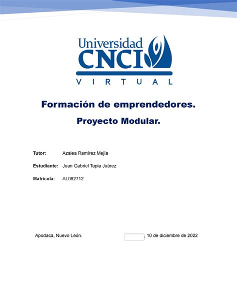 Proyecto Modular Formacion de emprendedores Formación de