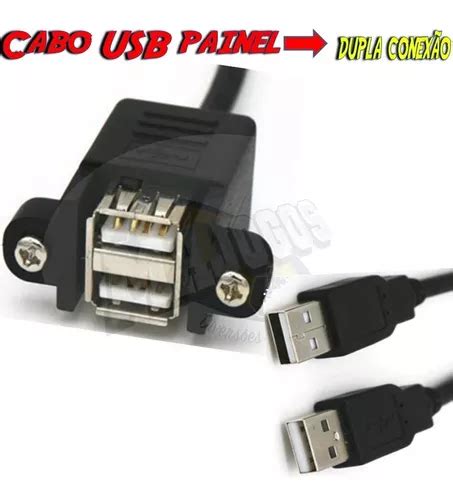 Cabo Usb Macho Femea Extensor De 30cm Com Parafuso Duplo Usb