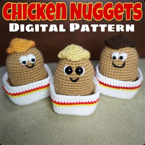 Crochet Pattern Chicken Nuggets Nugget Buddies Amigurumi Etsy