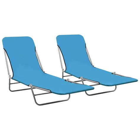 Chaises Longues Pliables 2 Pcs Acier Et Tissu Bleu VidaXL Leroy Merlin