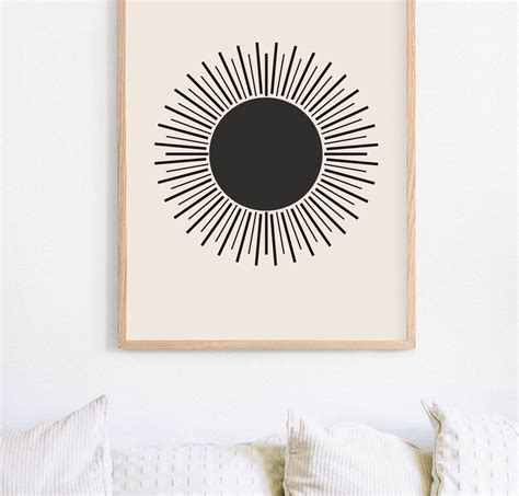 Sun Art Poster Abstract Sun Art Bohemian Sun Art Mid - Etsy