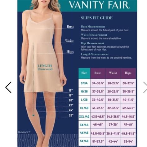 Vanity Fair Half Slip Size Chart Chartdevelopment
