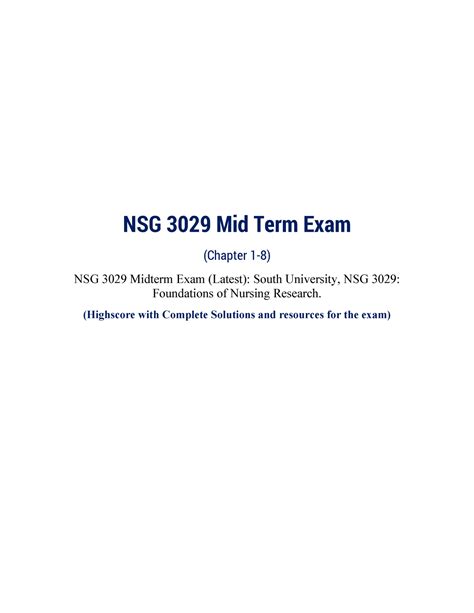 NSG 3029 Mid Term Exam Answer South University NSG 3029 Mid Term