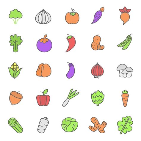 Premium Vector Set Of Fruits And Vegetable Plant Icon