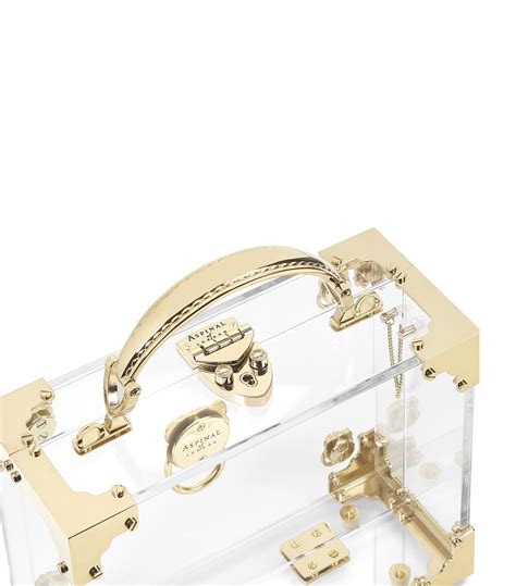 Womens Aspinal Of London Gold Mini Transparent Trunk Clutch Bag