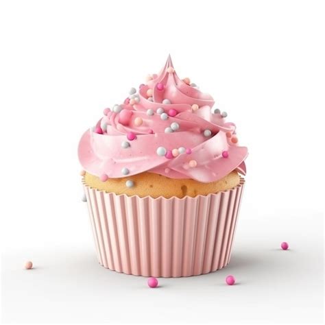 Premium Photo A Pink Cupcake With Pink Frosting And Sprinkles On It