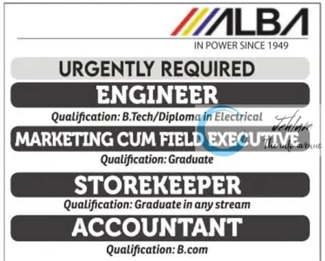 Alba Srinagar Jobs Vacancies Jehlum The Info Avenue