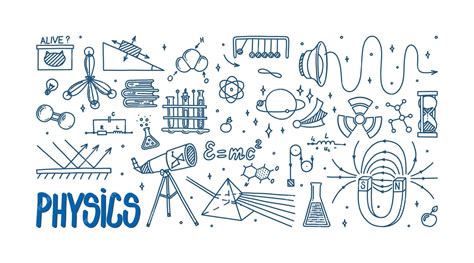 Premium Vector Physics Doodle With Magnet Prism Telescope Atom And