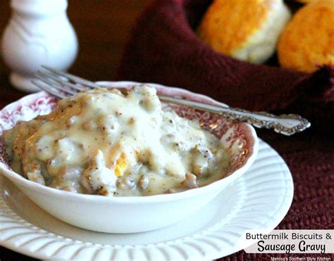 Buttermilk Biscuits and Sausage Gravy - melissassouthernstylekitchen.com