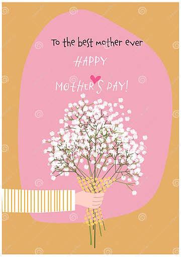 MotherÂ´s Day Greetin Card With Hand Of A Person Giving Flowers Stock