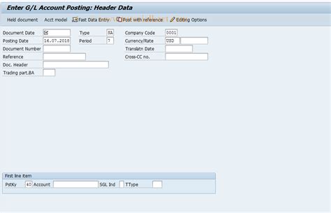 F 02 Sap Tcode Enter Gl Account Posting