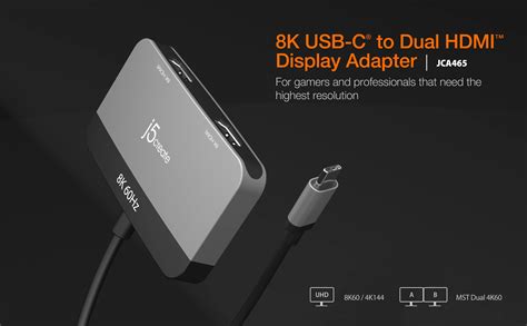 J5create Jca465 Usb Type C To Hdmi Dual Display Adapter 8k Windows Mac Os Chrome Os Compatible