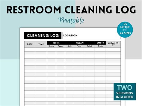 Printable Restroom Cleaning Log For Businesses Bathroom Cleaning Log Bathroom Checklist