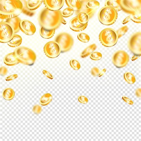 Premium Vector Realistic Gold Coins Falling Down Cash Reward