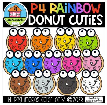 P Rainbow Donut Cuties P Clips Trioriginals Rainbow Clipart Tpt