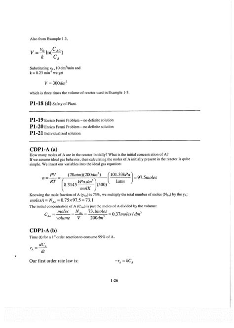 Elements Of Chemical Reaction Engineering Th Ed Fogler Solution Manual