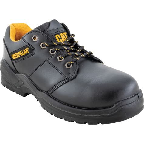 Cat Striver Mens Metal Safety Shoes Size 9 Black Leather Upper