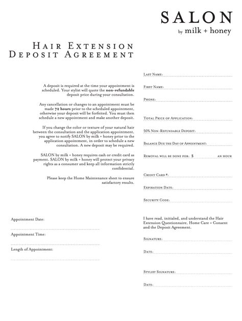 Hair Extension Contract Template Editable Template Airslate Signnow