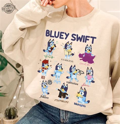 The Bluey The Eras Tour Shirt Bluey Swift Sweatshirt Bluey Ts Shirt Bluey Taylors Version Shirt