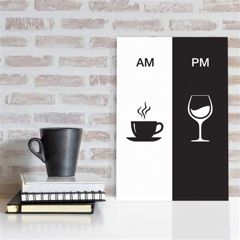 Placa Decorativa Vinho e Café AM PM Minimalista 30x40cm