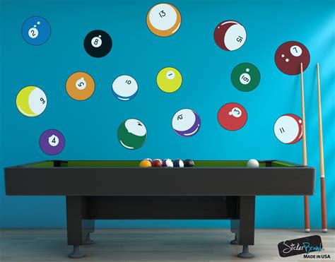 Graphic Wall Decal Sticker Billiard Pool Balls Osmb130 Game Room Wall