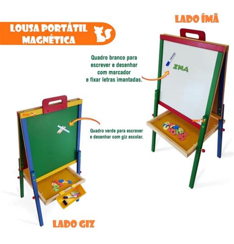 Quadro Lousa Magnética Portátil Infantil Tripé Educativo Parcelamento