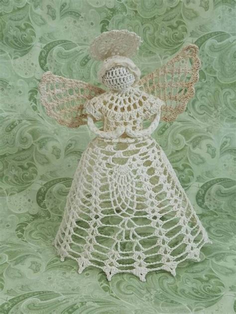 Vintage Crocheted Angel Beautiful Tree Topper Rustic Christmas Decor