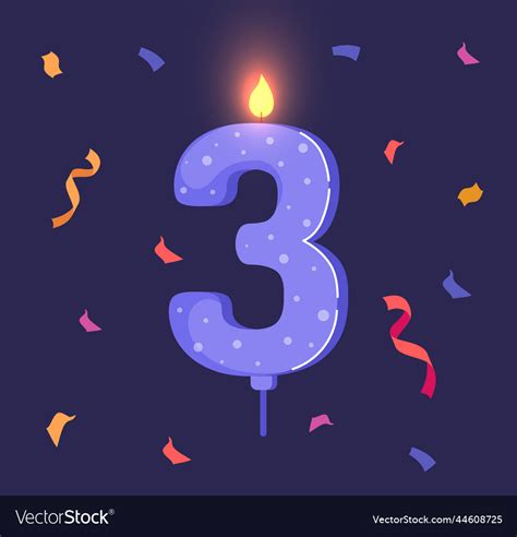 Birthday Candle With Number 3 Royalty Free Vector Image