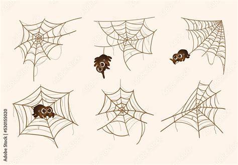 Cute Cartoon Spider Web Spiders Stock Template | Adobe Stock