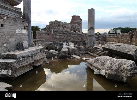 Water And Ruins Of Temple In Ephesus Turkey Stock Photo Alamy